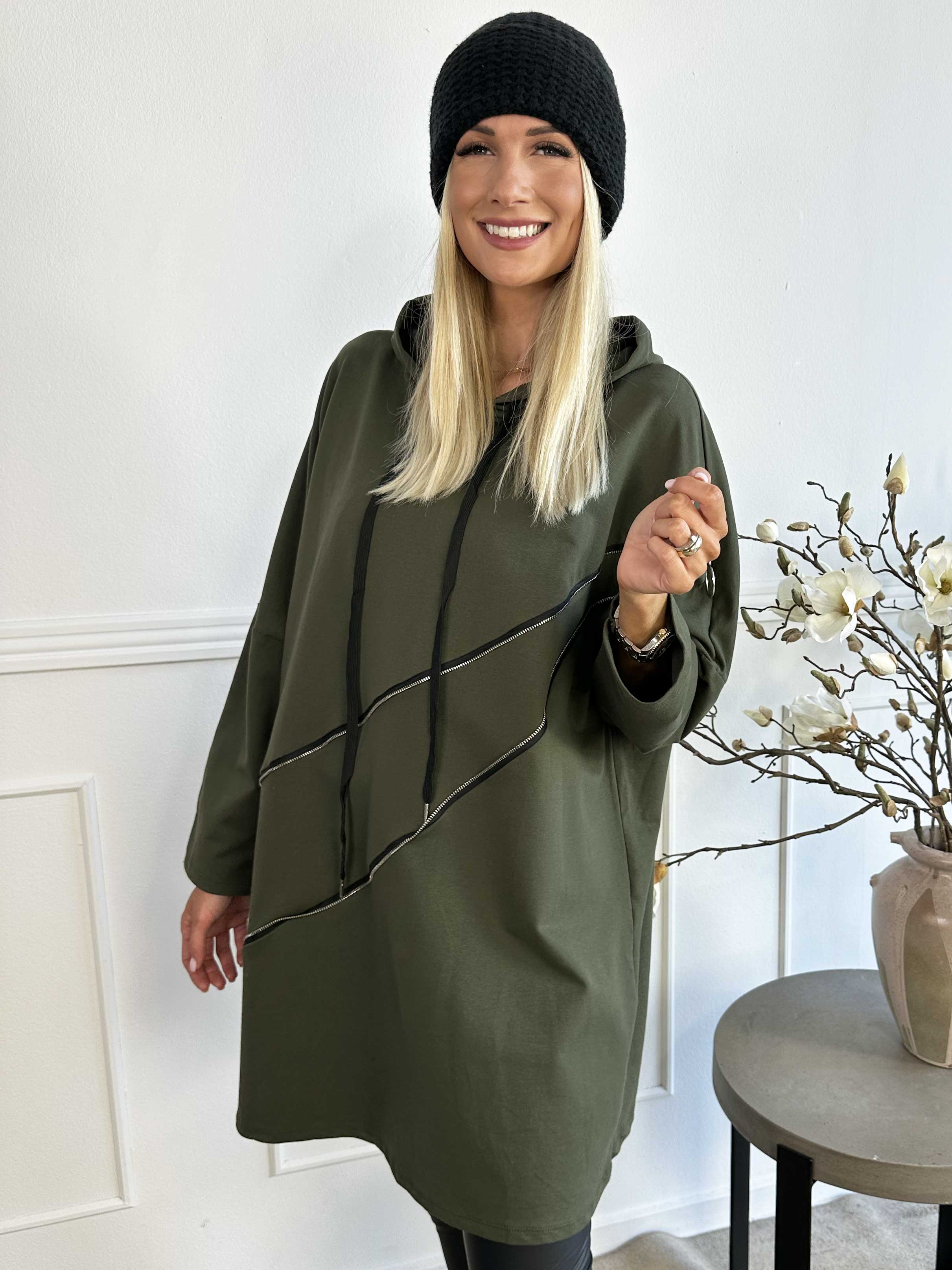 Merah - Hættetrøje med lynlåsdetalje